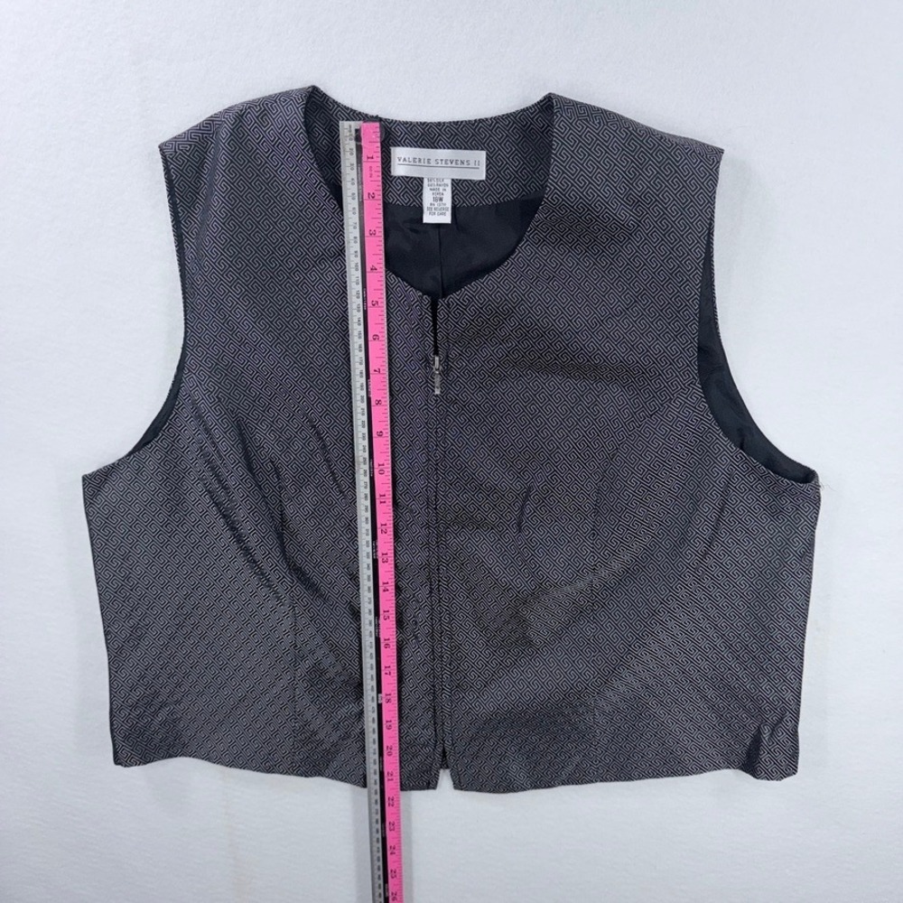 Valerie Stevens II Silk Rayon Geometric Zip Vest Women's 18W Black Silver - Picture 6 of 11